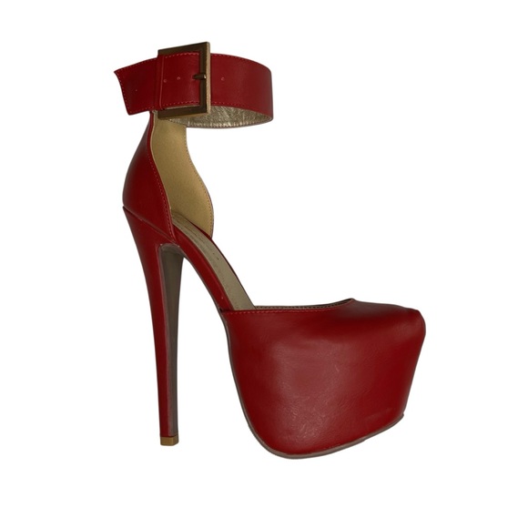 Shoe Republic LA "Shanna" Red Elegant Red Platform Heels - Picture 1 of 1